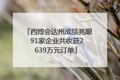 西博会达州成绩亮眼 91家企业共收获2639万元订单
